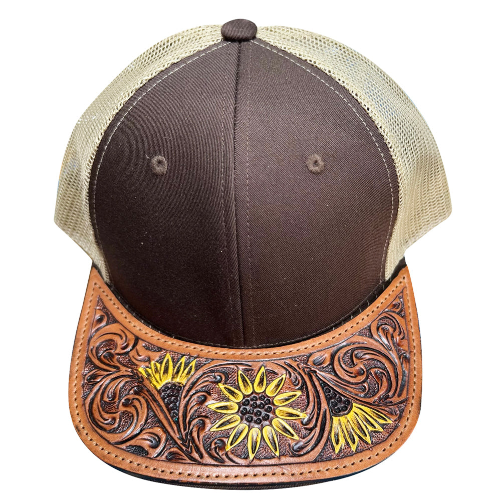 American Darling Men/Women Adjustable Cap With Leather On Visor Brown | Vintage
