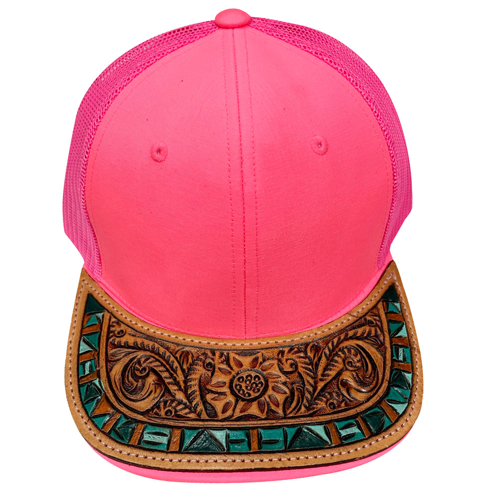 American Darling Men/Women Adjustable Cap With Leather On Visor Red | Vintage Women Men