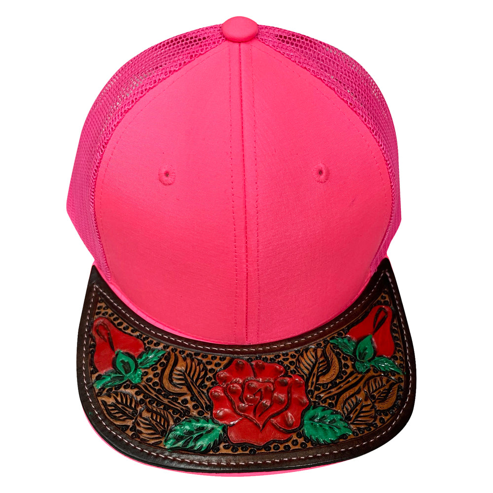 American Darling Men/Women Adjustable Cap With Leather On Visor Red | Vintage Women Men