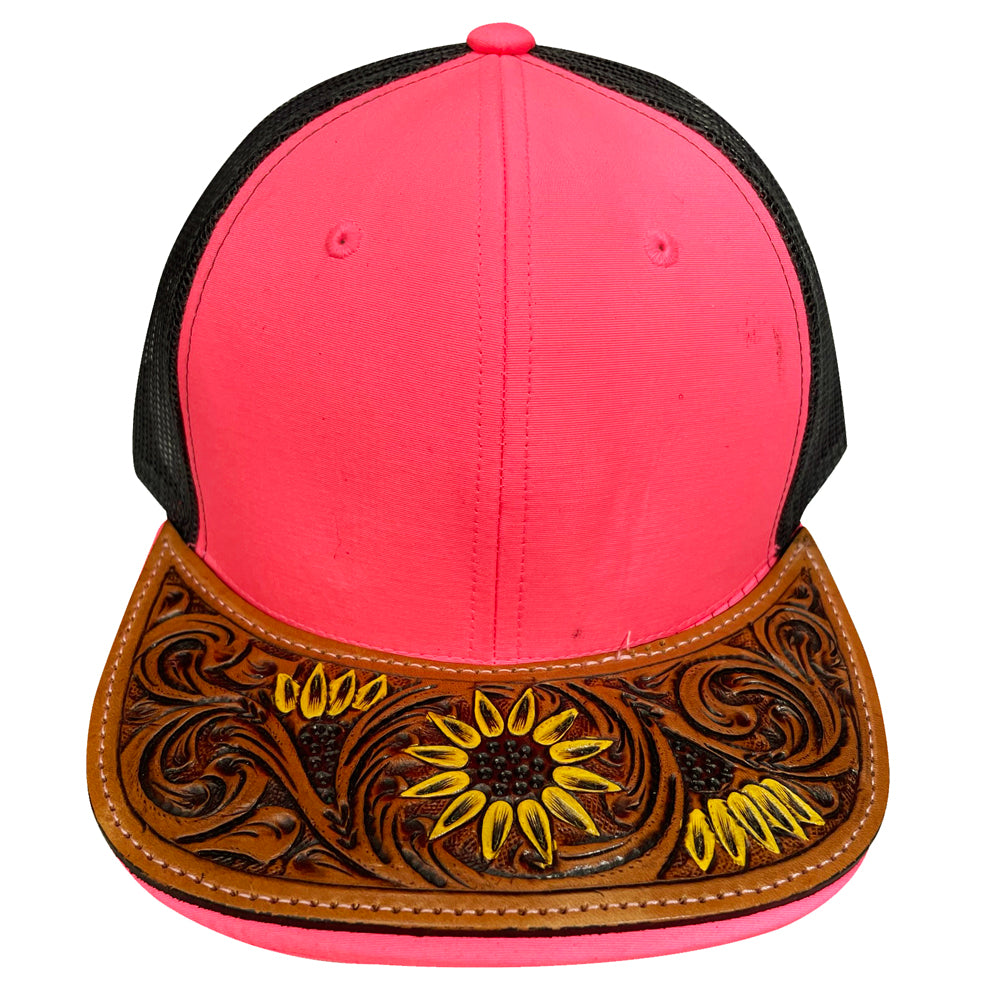 American Darling Men Women Adjustable Cap With Leather On Visor Red w/Black | Vintage