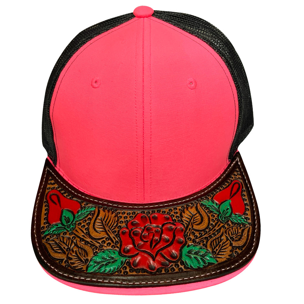 American Darling Men Women Adjustable Cap With Leather On Visor Red w/Black | Vintage