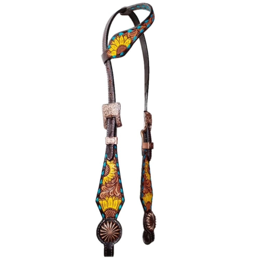 Bar H Equine American Leather Horse Saddle Tack One Ear Headstall | Breast Collar Browband Wither Strap Set BER312