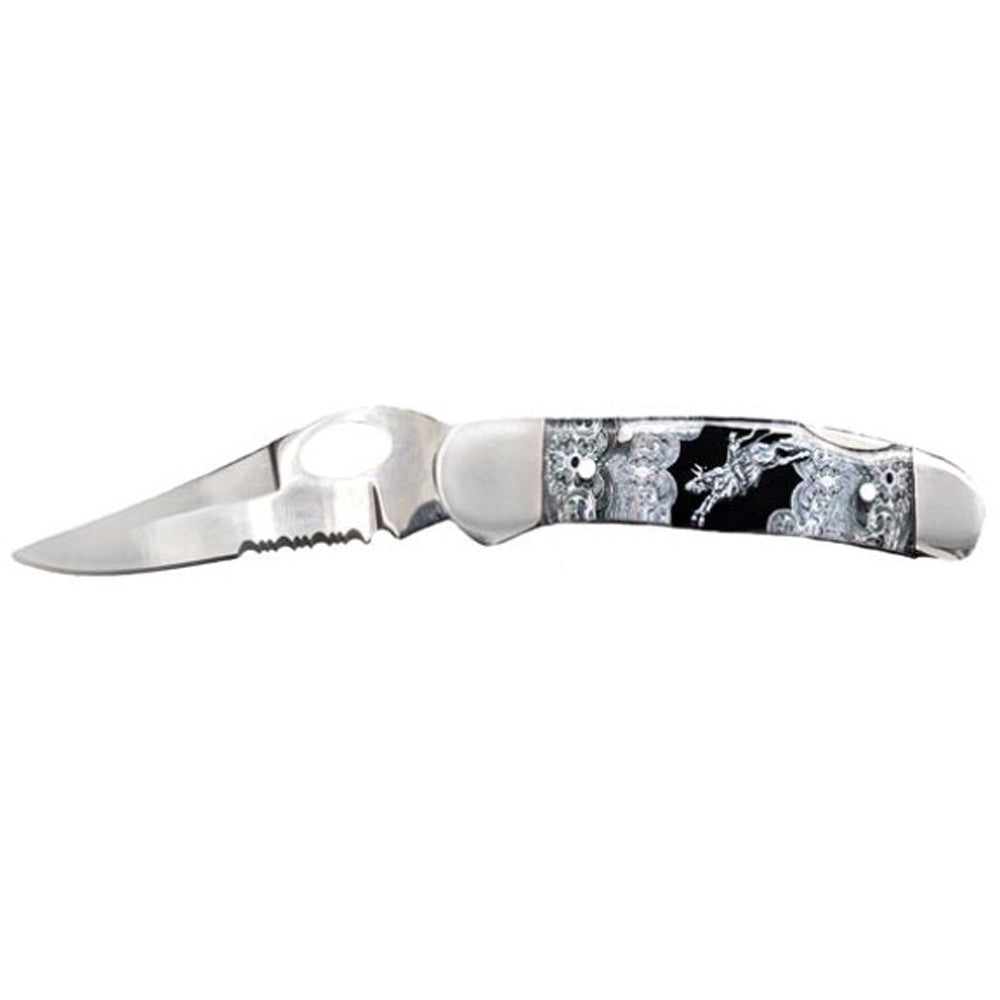 Circle Sh Cutlery Acrylic Bull Rider Pocket Knife