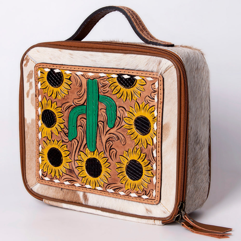 American Darling Jewelry Case Hand Tooled Hair-On Genuine Leather Women Bag Western Handbag Purse | Organizer for Travel