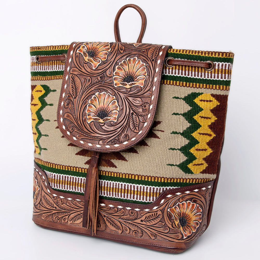 American Darling Backpack Saddle Blanket Hand Tooled Genuine Leather Women Bag Western Handbag Purse