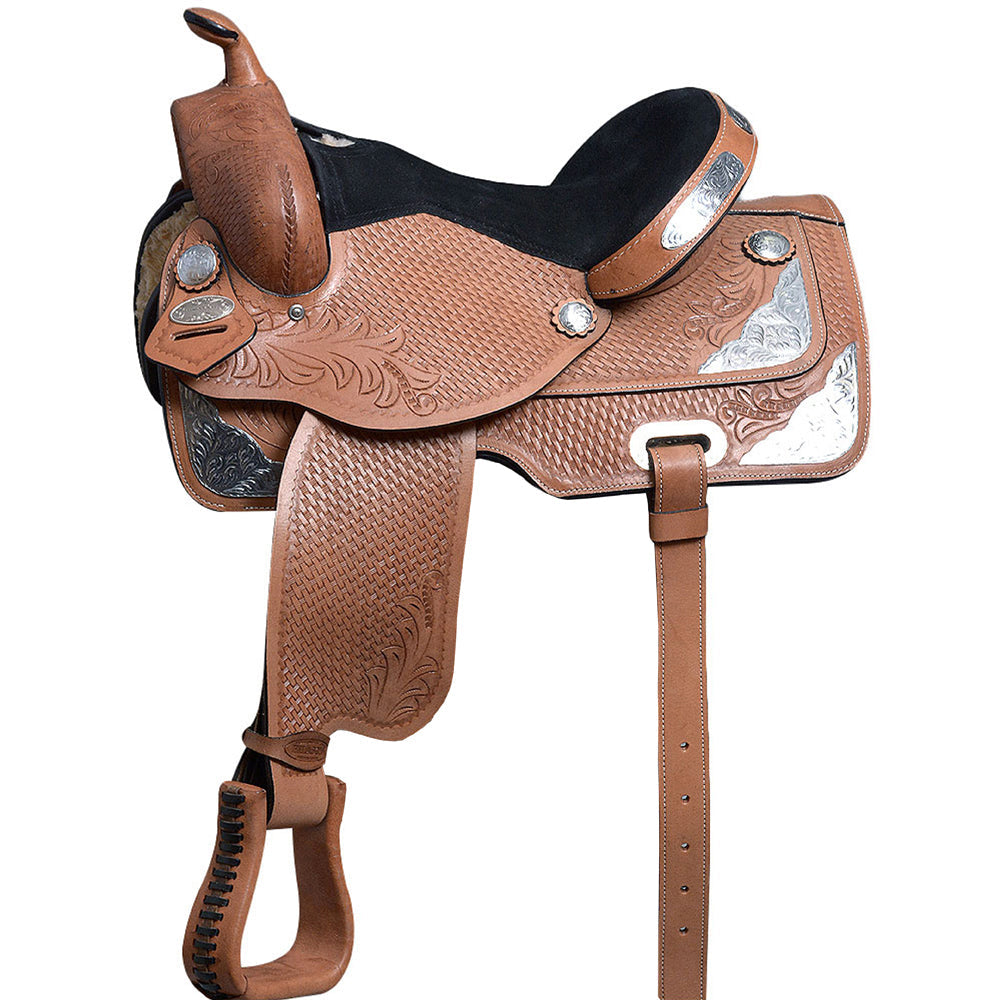 Hilason Western Horse Saddle Leather Treeless Trail Barrel Tan