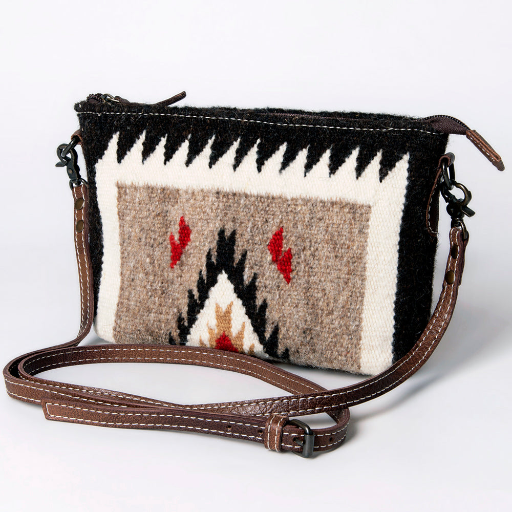 American Darling Handwoven Saddle Blanket Crossbody Bag – Genuine Leather Western Purse  Artisan Crafted Boho Cowgirl Shoulder Bag