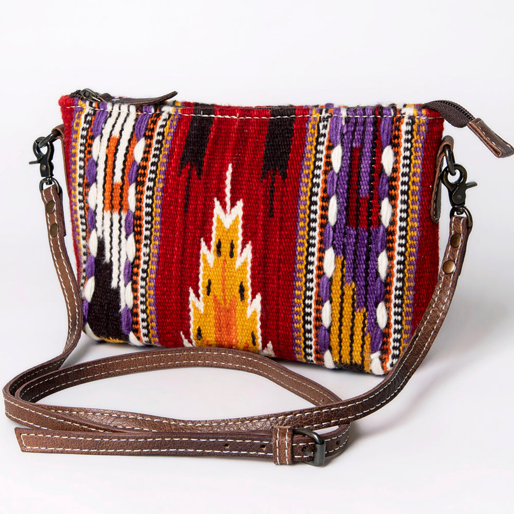 American Darling Handwoven Saddle Blanket Crossbody Bag – Genuine Leather Western Purse  Artisan Crafted Boho Cowgirl Shoulder Bag