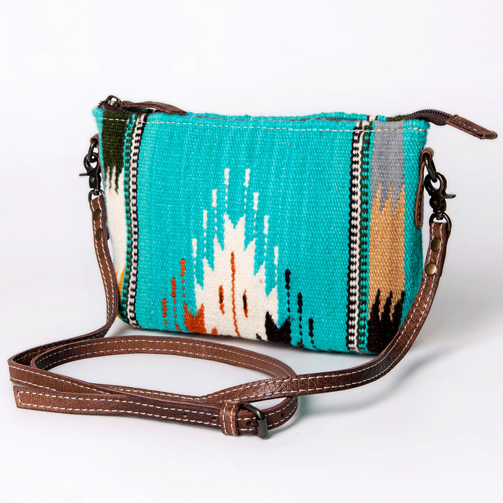 American Darling Handwoven Saddle Blanket Crossbody Bag – Genuine Leather Western Purse  Artisan Crafted Boho Cowgirl Shoulder Bag