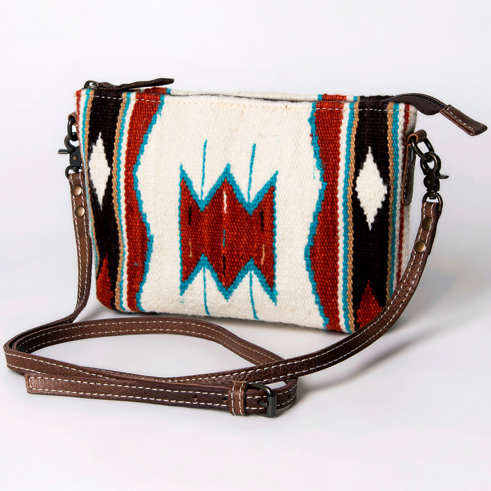 American Darling Handwoven Saddle Blanket Crossbody Bag – Genuine Leather Western Purse  Artisan Crafted Boho Cowgirl Shoulder Bag
