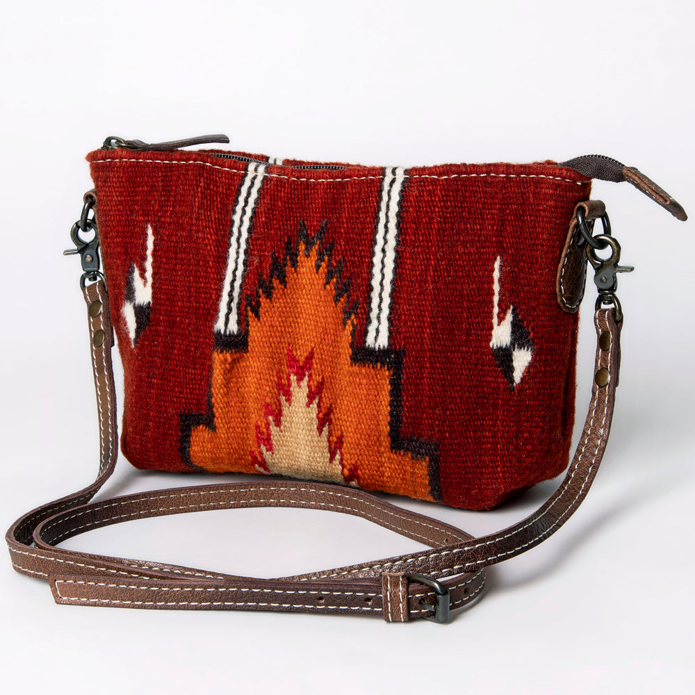 American Darling Handwoven Saddle Blanket Crossbody Bag – Genuine Leather Western Purse  Artisan Crafted Boho Cowgirl Shoulder Bag