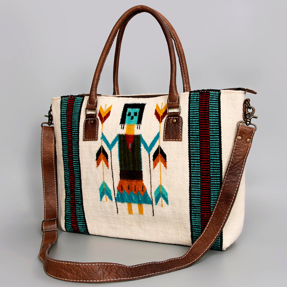 American Darling Handwoven Saddle Blanket Tote Bag – Western Tote with Genuine Leather Handles &  Artisan Crafted Large Bag