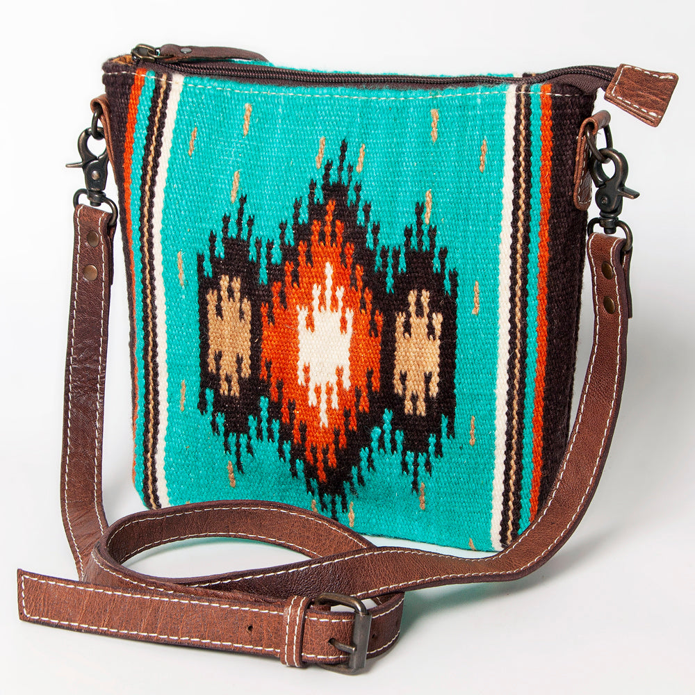 American Darling Western Large Crossbody Bag – Handwoven Saddle Blanket with Genuine Leather Trim, Lightweight Everyday Travel Purse