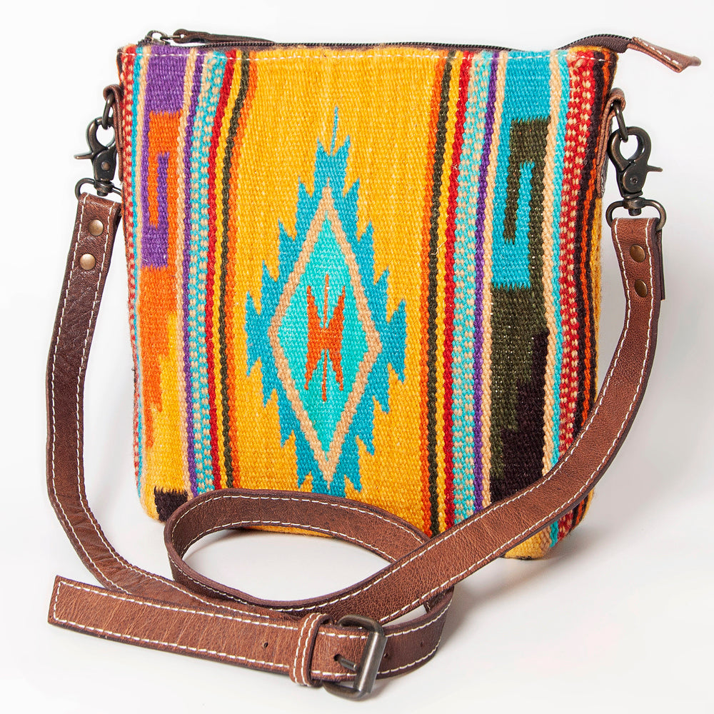 American Darling Western Large Crossbody Bag – Handwoven Saddle Blanket with Genuine Leather Trim, Lightweight Everyday Travel Purse