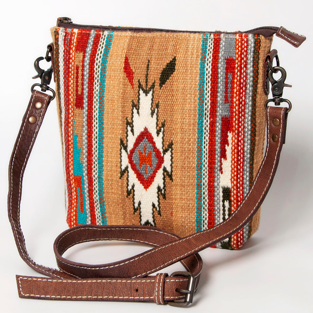 American Darling Western Large Crossbody Bag – Handwoven Saddle Blanket with Genuine Leather Trim, Lightweight Everyday Travel Purse