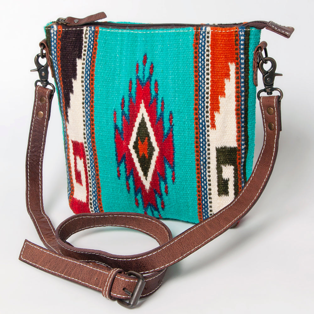 American Darling Western Large Crossbody Bag – Handwoven Saddle Blanket with Genuine Leather Trim, Lightweight Everyday Travel Purse