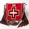 American Darling Western Crossbody Bag – Handwoven Saddle Blanket with Genuine Leather and Fringes, Compact Everyday Purse