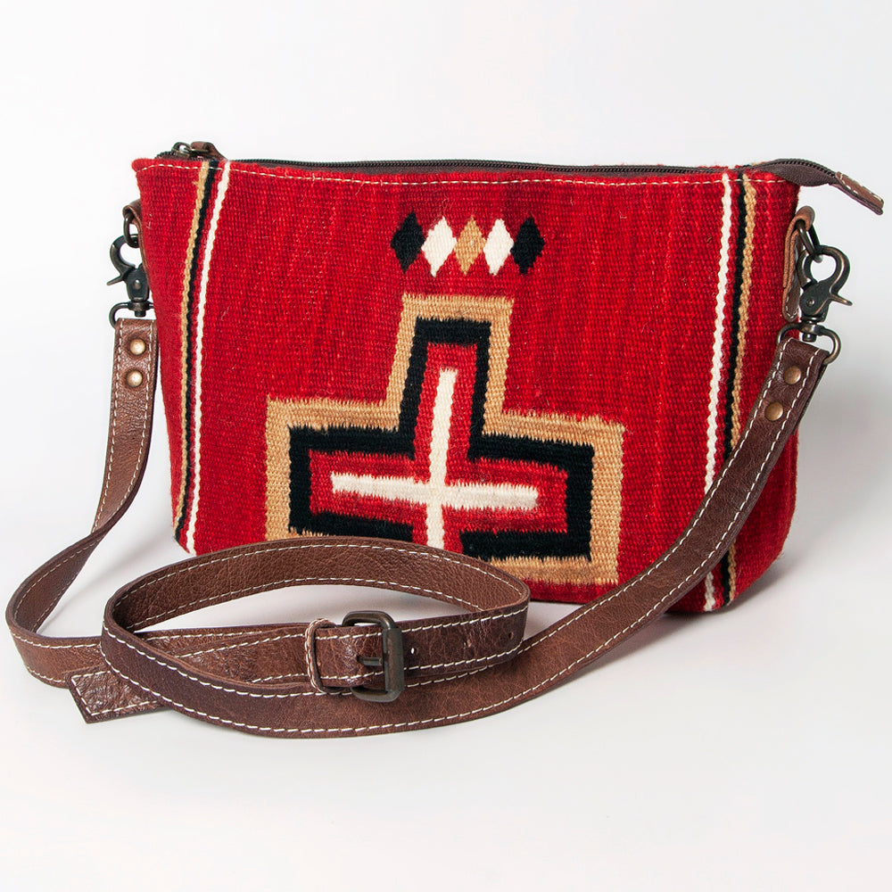 American Darling Western Crossbody Bag – Handwoven Saddle Blanket with Genuine Leather Trim, Compact Everyday Purse