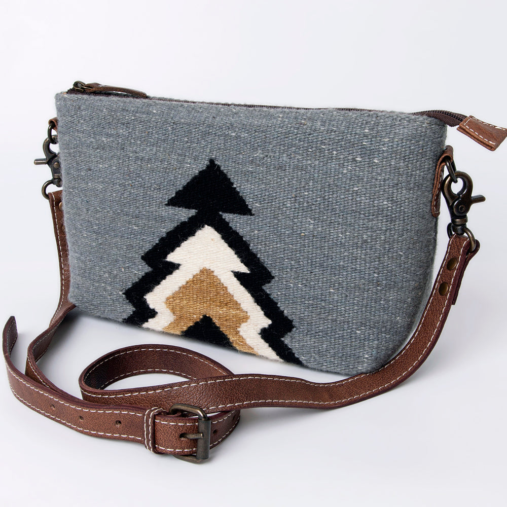 American Darling Western Crossbody Bag – Handwoven Saddle Blanket with Genuine Leather Trim, Compact Everyday Purse