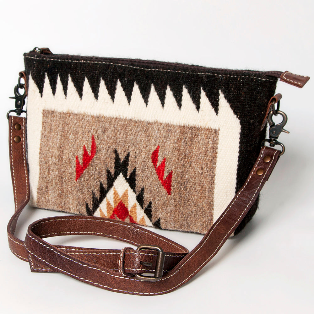 American Darling Western Crossbody Bag – Handwoven Saddle Blanket with Genuine Leather Trim, Compact Everyday Purse