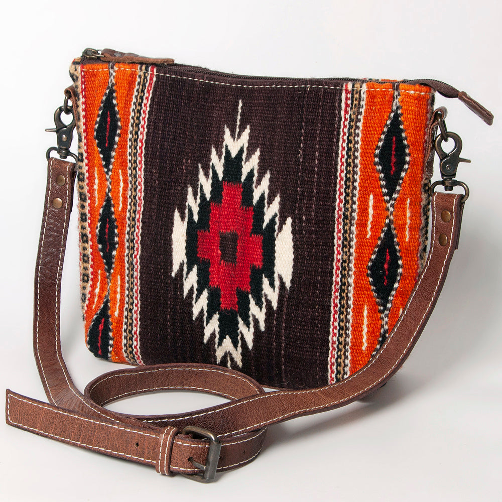 American Darling Western Crossbody Bag – Handwoven Saddle Blanket with Genuine Leather Trim, Lightweight Everyday Purse