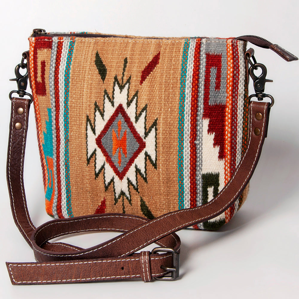 American Darling Western Crossbody Bag – Handwoven Saddle Blanket with Genuine Leather Trim, Lightweight Everyday Purse
