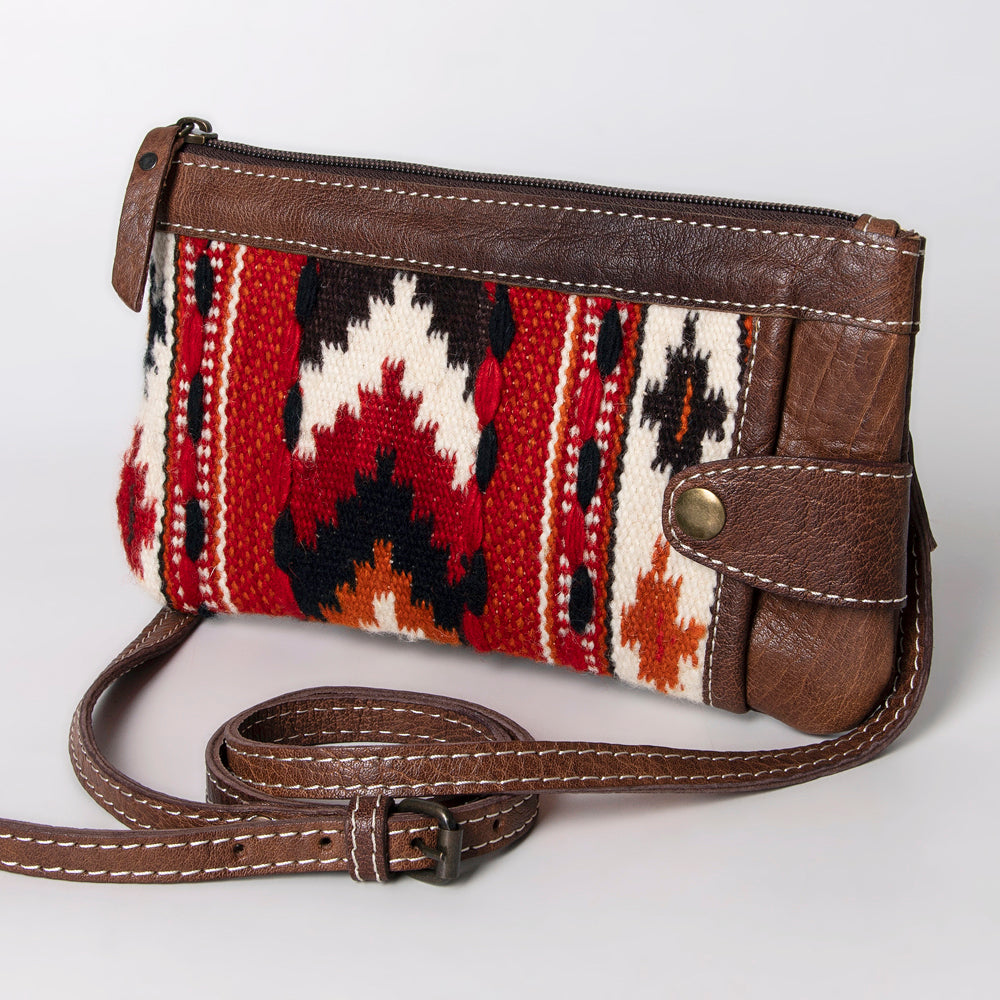 American Darling Western Crossbody Bag – Handwoven Saddle Blanket with Genuine Leather Trim, Compact Everyday Purse