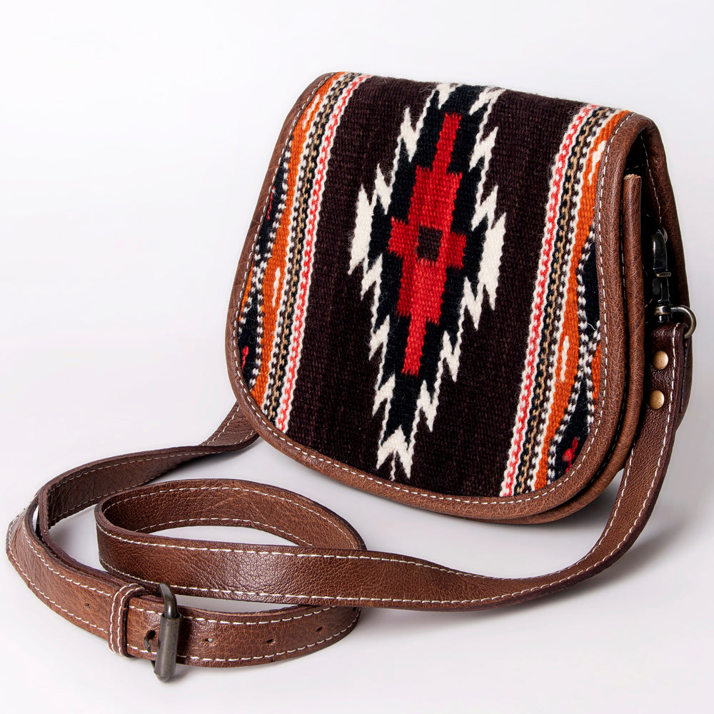 American Darling Western Crossbody Bag – Handwoven Saddle Blanket with Genuine Leather, Flap Design, Everyday Western Purse