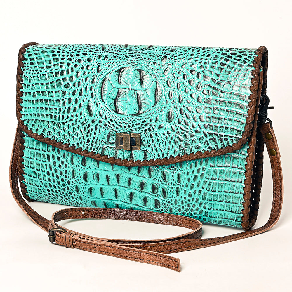 American Darling Women's Coin Purse Crocodile Embossed Genuine Leather Handbag and Ladies bag