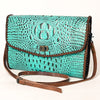 American Darling Women's Coin Purse Crocodile Embossed Genuine Leather Handbag and Ladies bag