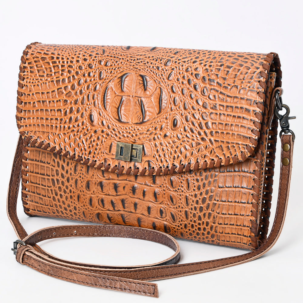 American Darling Women's Coin Purse Crocodile Embossed Genuine Leather Handbag and Ladies bag