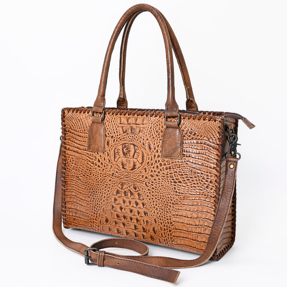 American Darling Briefcase Crocodile Embossed Genuine Leather Western Women Bag Handbag | for Cute Laptop