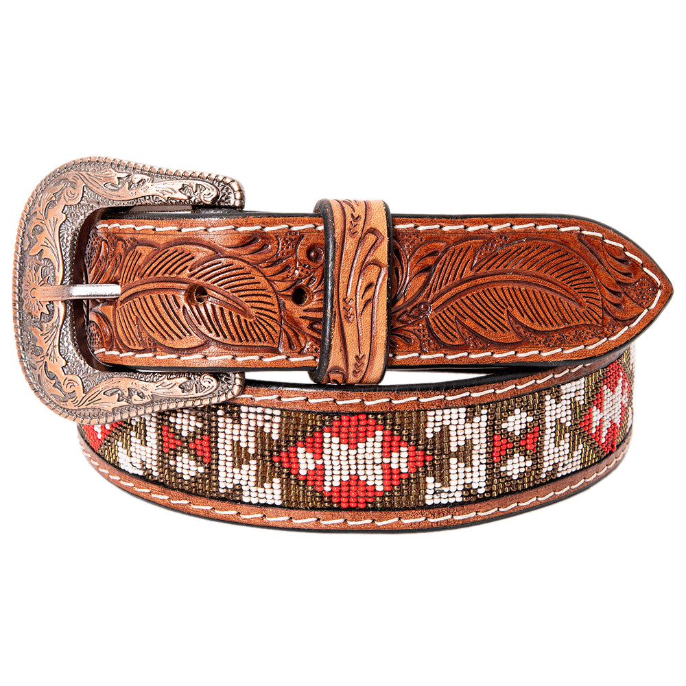 HILASON Western Genuine Leather Belt for Men Women Cowboy Cowgirl Handmade Unisex Full Grain Heavy Duty Tooled Beaded Belt