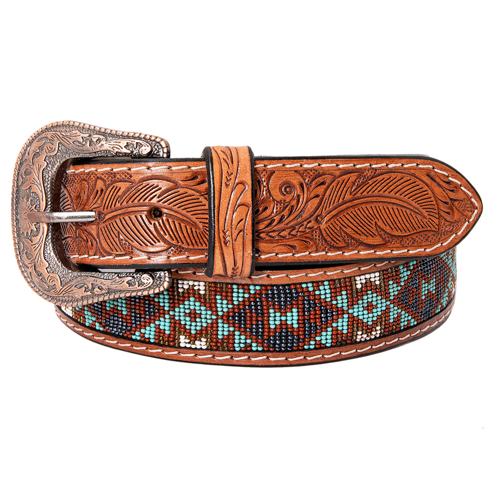 HILASON Western Genuine Leather Belt for Men Women Cowboy Cowgirl Handmade Unisex Full Grain Heavy Duty Tooled Beaded Belt