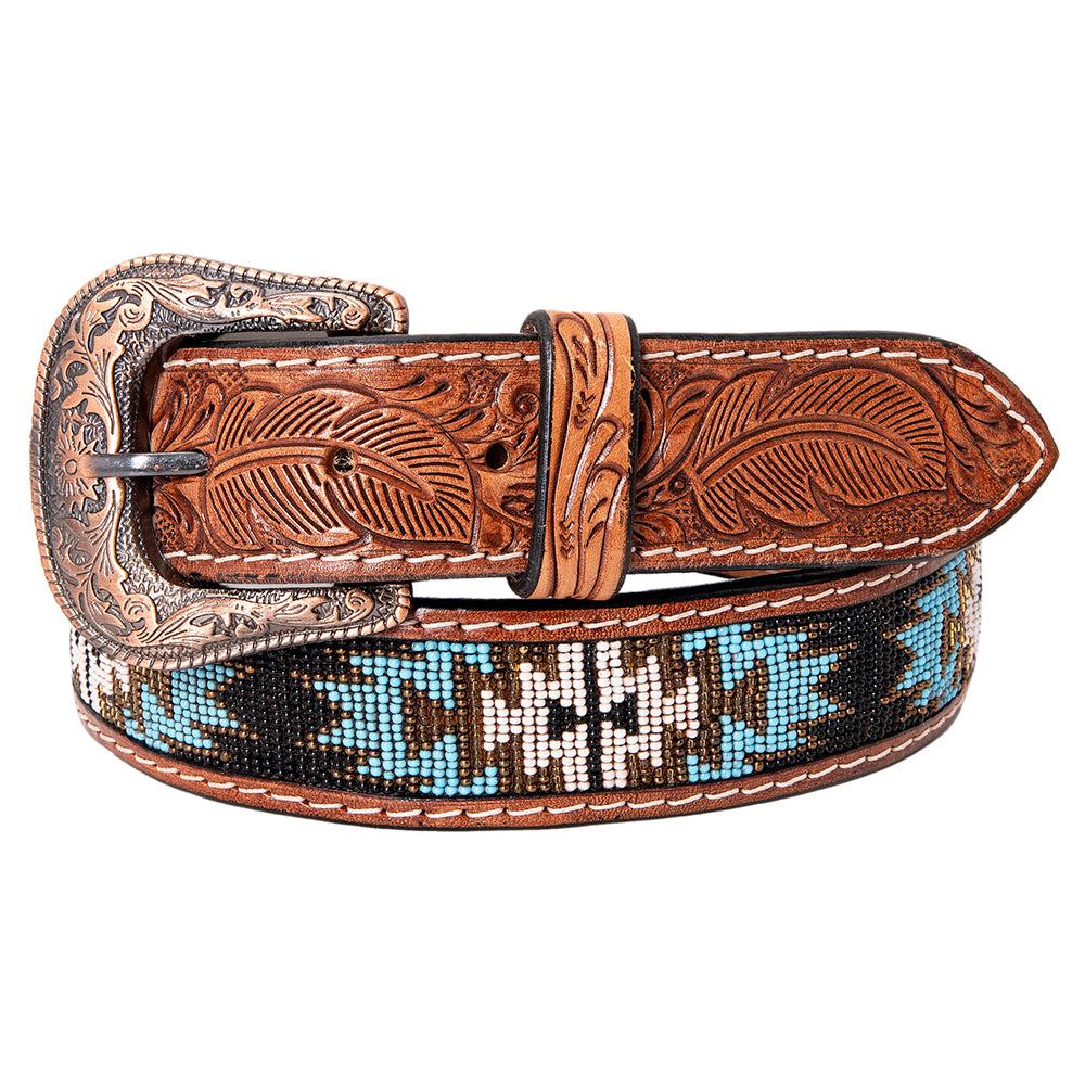 HILASON Western Genuine Leather Belt for Men Women Cowboy Cowgirl Handmade Unisex Full Grain Heavy Duty Tooled Beaded Belt