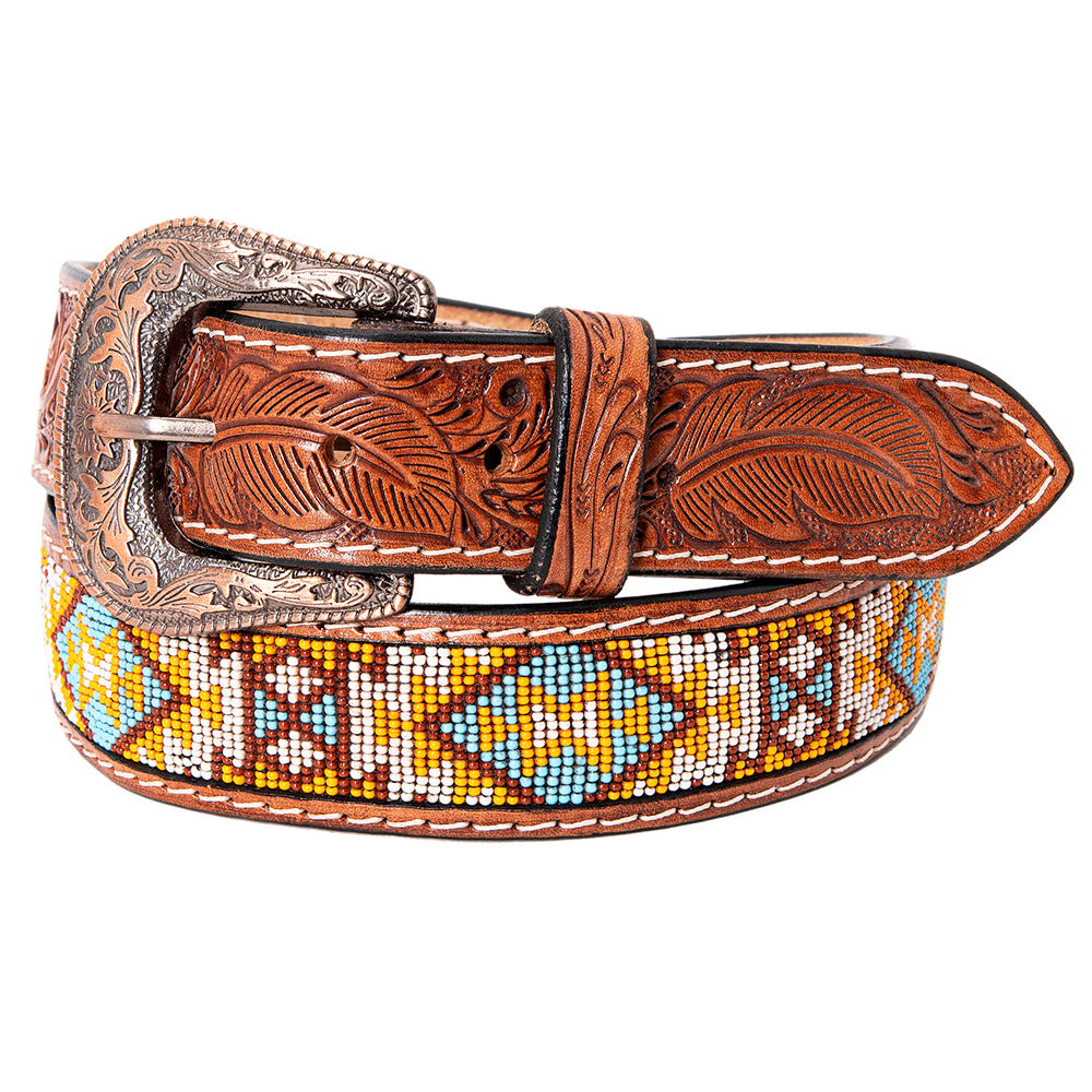 HILASON Western Genuine Leather Belt for Men Women Cowboy Cowgirl Handmade Unisex Full Grain Heavy Duty Tooled Beaded Belt