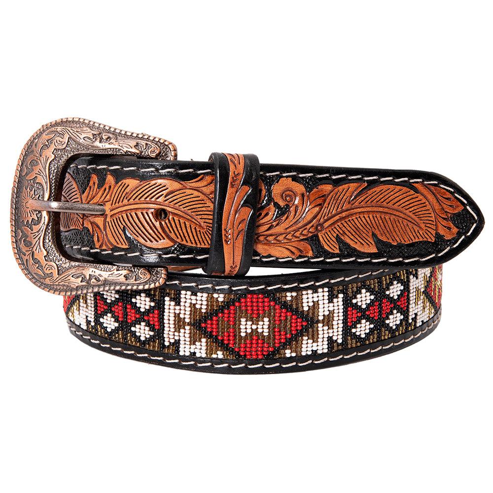 HILASON Western Genuine Leather Belt for Men Women Cowboy Cowgirl Handmade Unisex Full Grain Heavy Duty Tooled Beaded Belt