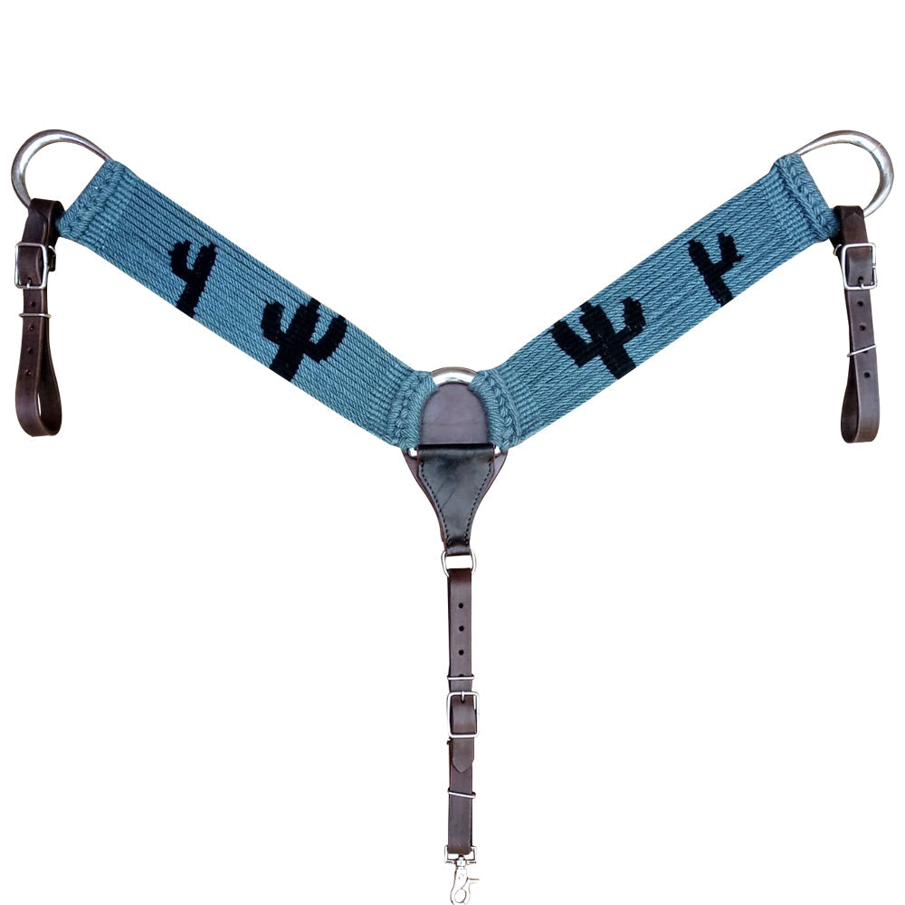 HILASON Cactus Western Wool Hand Tooled Breast Collar Blue