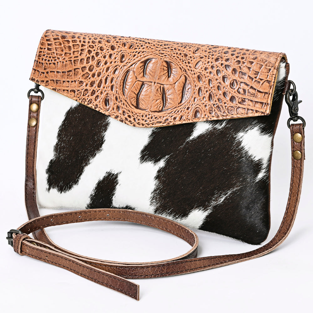 American Darling Envelope Crocodile Embossed Hair on Genuine Leather Western Women Bag Handbag Purse | for Cute