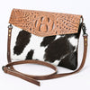 American Darling Envelope Crocodile Embossed Hair on Genuine Leather Western Women Bag Handbag Purse | for Cute