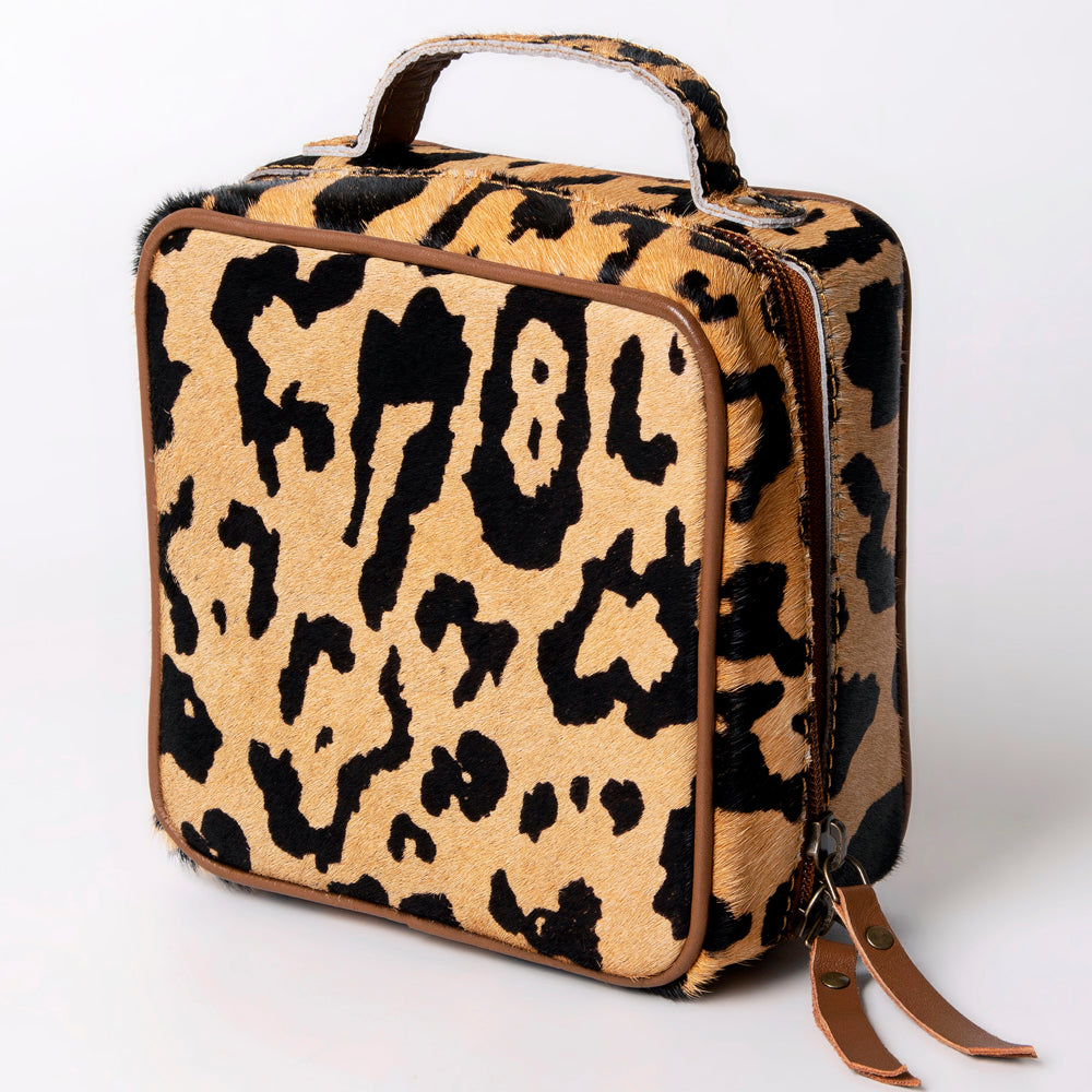 American Darling Jewelry Case for Women - Hair-On Cowhide Genuine Leather Travel Organizer with YKK Zipper