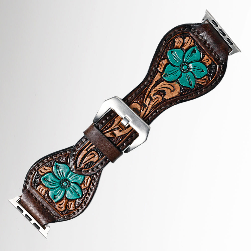 American Darling Floral Hand Tooled I watch Men Women Genuine Leather Strap