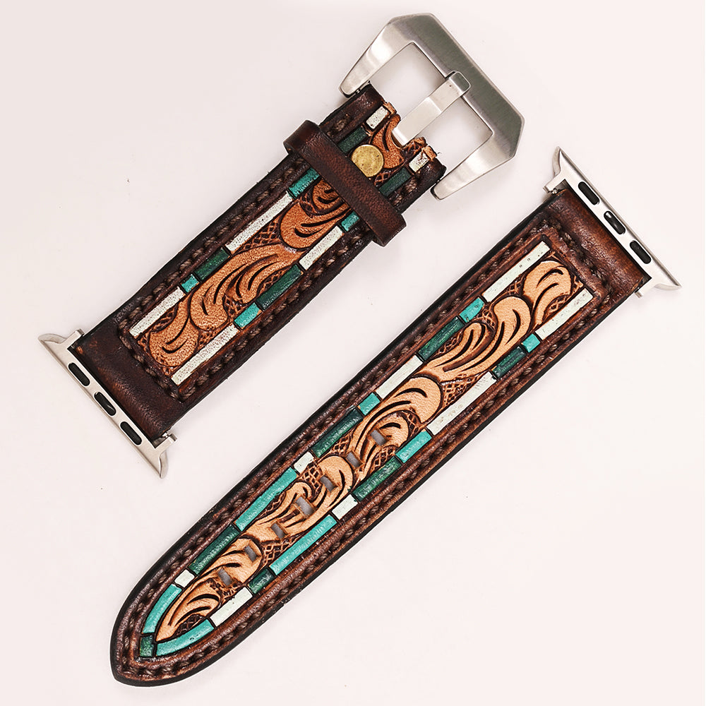 American Darling Beautifully Hand Tooled Genuine Leather I watch Strap Men and Women Unisex