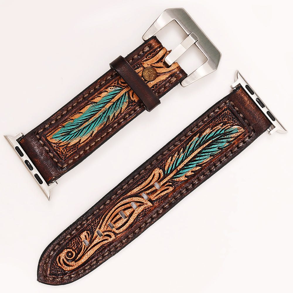 American Darling Beautifully Hand Tooled Genuine Leather I watch Strap Men and Women Unisex