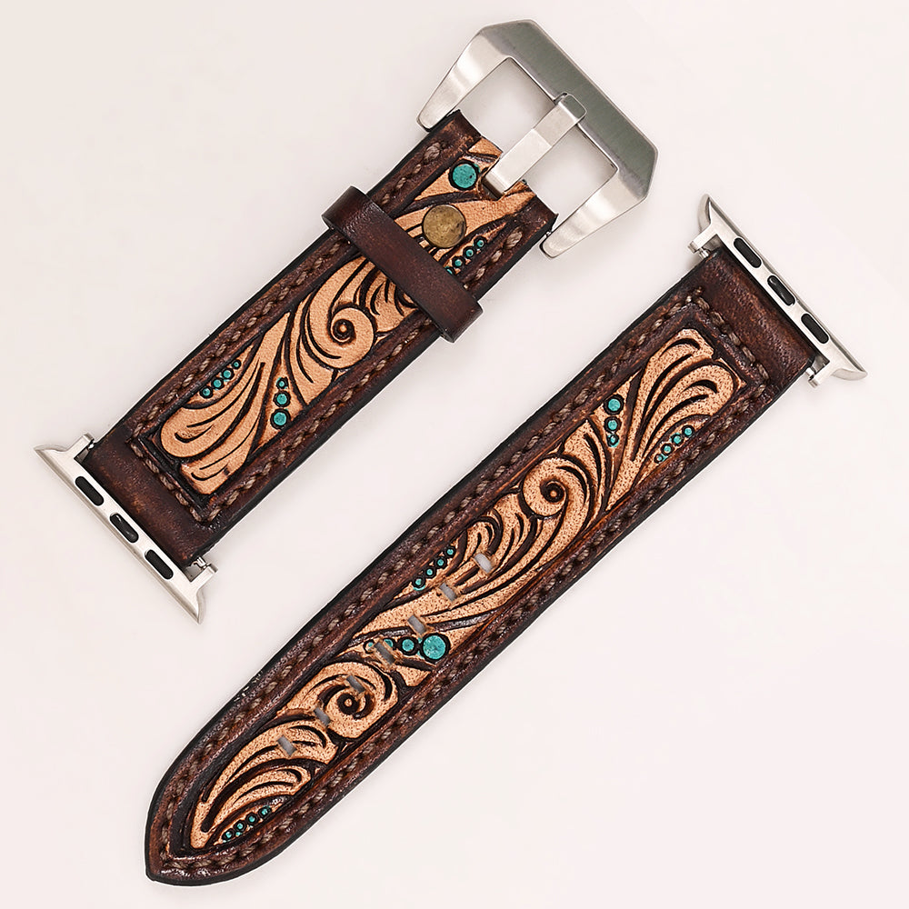 American Darling Beautifully Hand Tooled Genuine Leather I watch Strap Men and Women Unisex