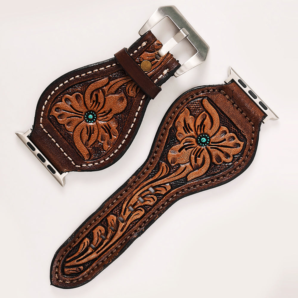 American Darling Beautifully Hand Tooled Genuine Leather I watch Strap Men and Women Unisex