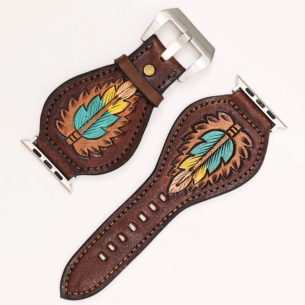 American Darling Beautifully Hand Tooled Genuine Leather I watch Strap Men and Women Unisex
