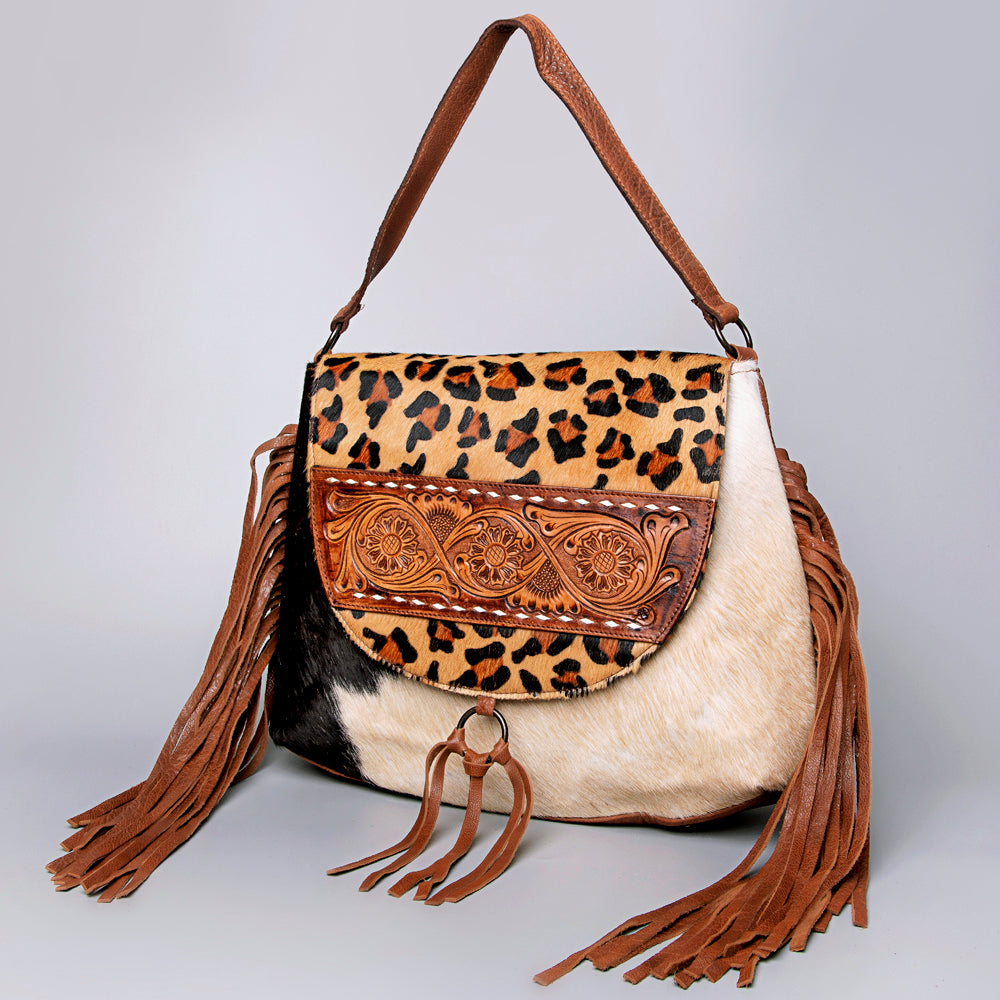 American Darling Messenger Hand Tooled Hair On Genuine Leather Western Women Bag Handbag Purse