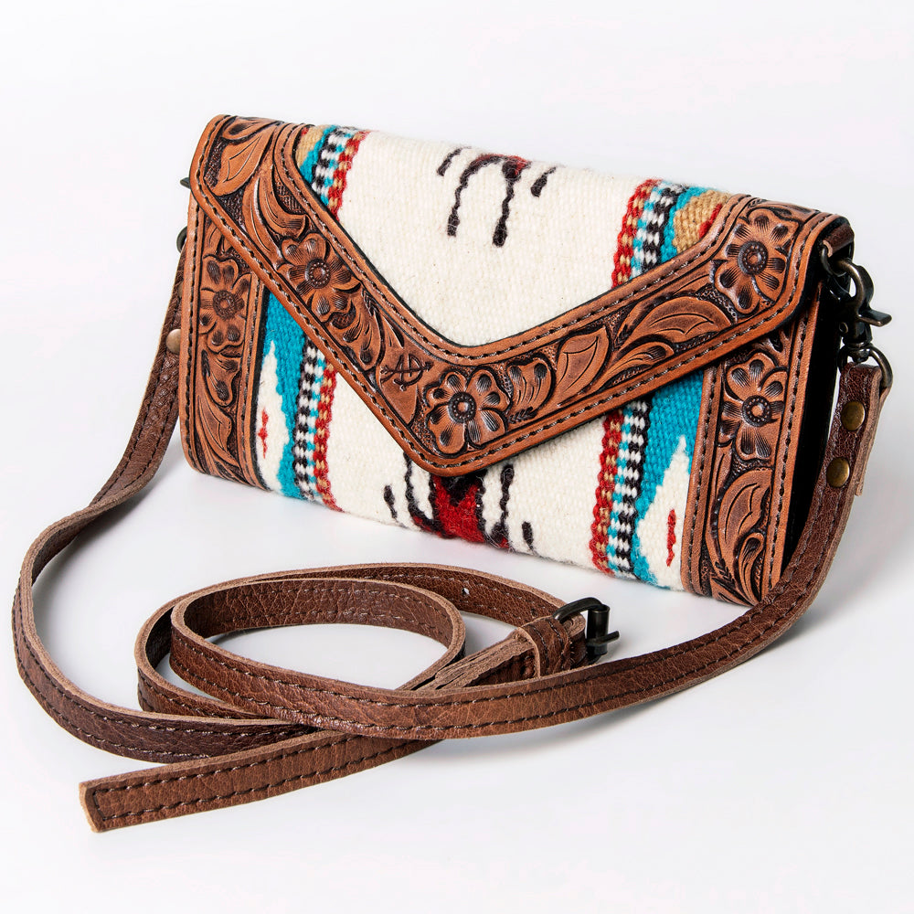 American Darling Envelope Saddle Blanket Hand Tooled Genuine Leather Western Women Bag Handbag Purse | for Cute