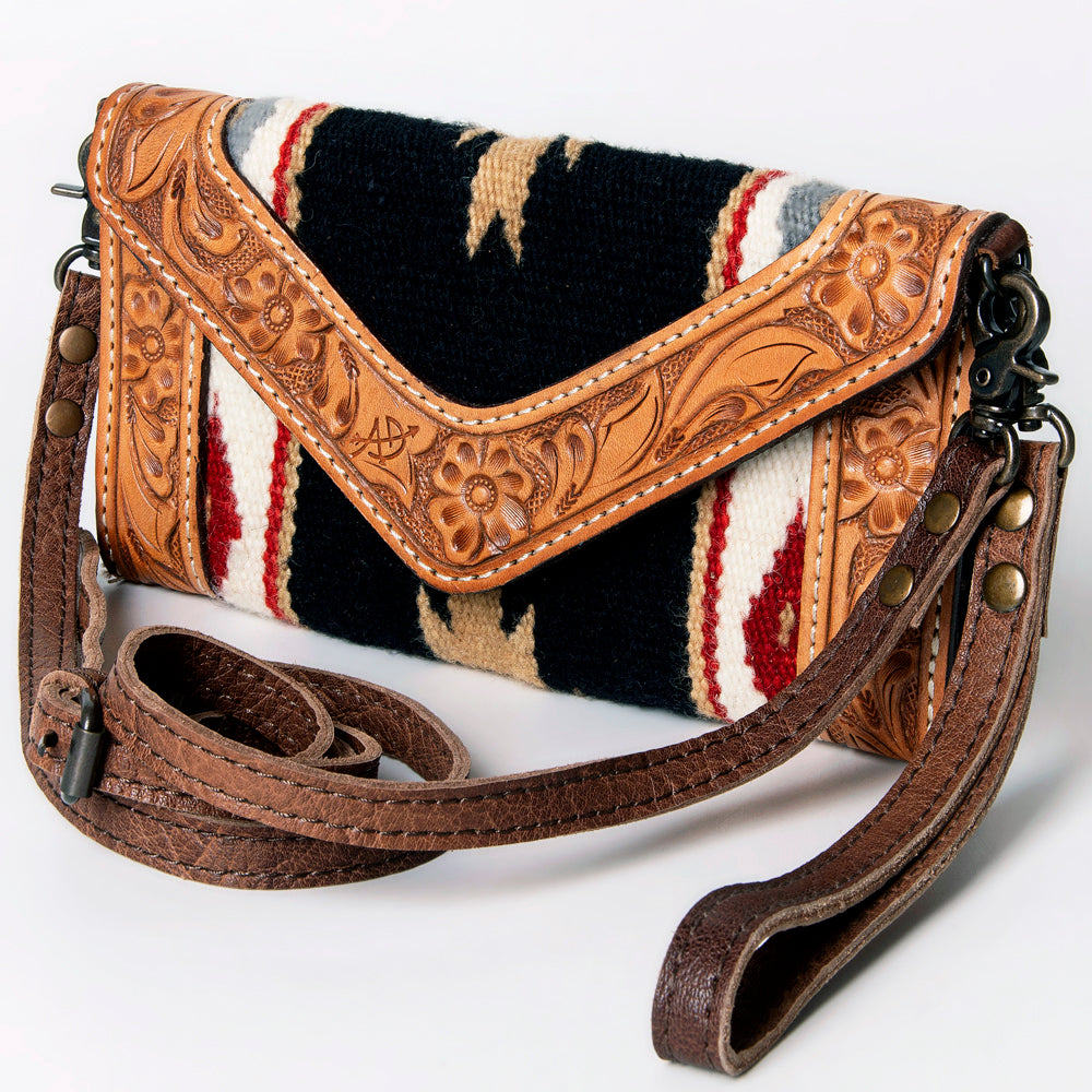 American Darling Envelope Saddle Blanket Hand Tooled Genuine Leather Western Women Bag Handbag Purse | for Cute